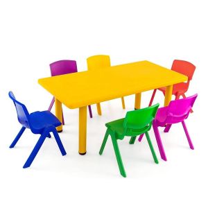 Nursery Table with Six Kids Chairs Plastic Rectangular Activity Set Manufacturers in Delhi