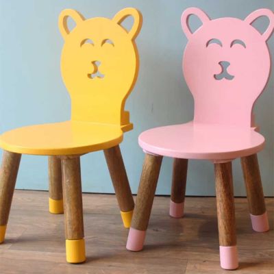 Primary School Bear Design Wooden Chair Multicolor Kids Study Seating Furniture Manufacturers, Suppliers in Delhi