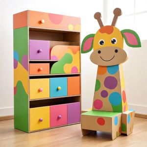 Decorative Kids Storage Cabinet with Giraffe Figure Manufacturers in Delhi