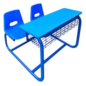 Fixed Classroom Desk with Two Chairs and Storage Basket Manufacturers in Delhi