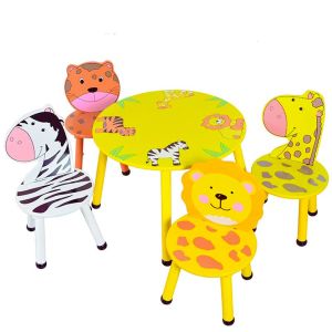 Four Seater Kids Table Set with Animal Shaped Chair Backrest Manufacturers in Delhi