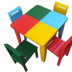 Kids Table Set with Four Chairs Plastic Multicolor Design Manufacturers in Delhi