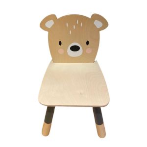 Kids Wooden Chair with Animal Face Backrest Natural Wood Finish Manufacturers in Delhi