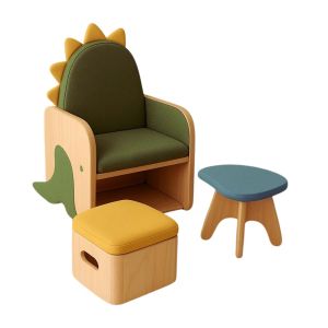 Kids Wooden Play School Chair and Stool Set with Soft Padded Seating Manufacturers in Delhi