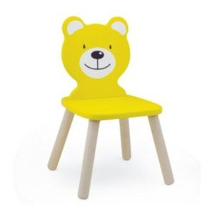 Kids Yellow Wooden Play School Chair with Bear Shape Backrest Manufacturers in Delhi