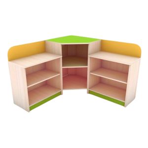Light Grain Wood Kids Corner Bookcase with Bright Colors Manufacturers in Delhi