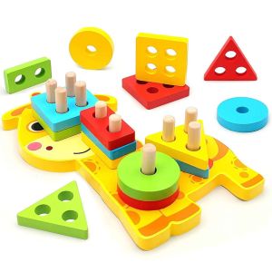Natural Wood Multicolor Shape Sorting and Stacking Toy for Indoor Learning Manufacturers in Delhi