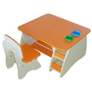 Orange and White Kids Table with Chair Square Design for Study Manufacturers in Delhi