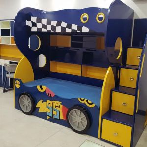 Racing Car Theme Bunk Bed with Storage Drawers and Shelving Manufacturers in Delhi