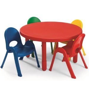 Solid Red Round Kids Table with Colorful Chairs Set Manufacturers in Delhi