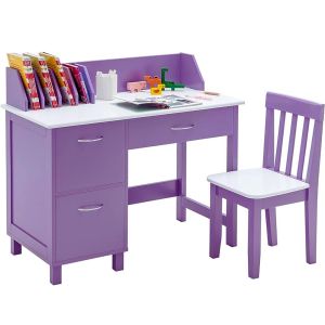 Wooden Kids Learning Table Set in Purple with Chair and Storage Features Manufacturers in Delhi