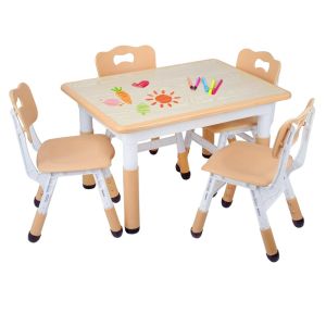 Wooden Kids Table and Chair Set in Beige White for Play School Manufacturers in Delhi