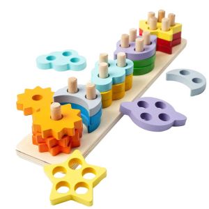 Wooden Shape Stacking Toy Multicolour Natural Wood Learning Toy for Kids Manufacturers in Delhi